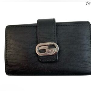Gucci Tim Fir Black Leather Wallet with Silver Hardware